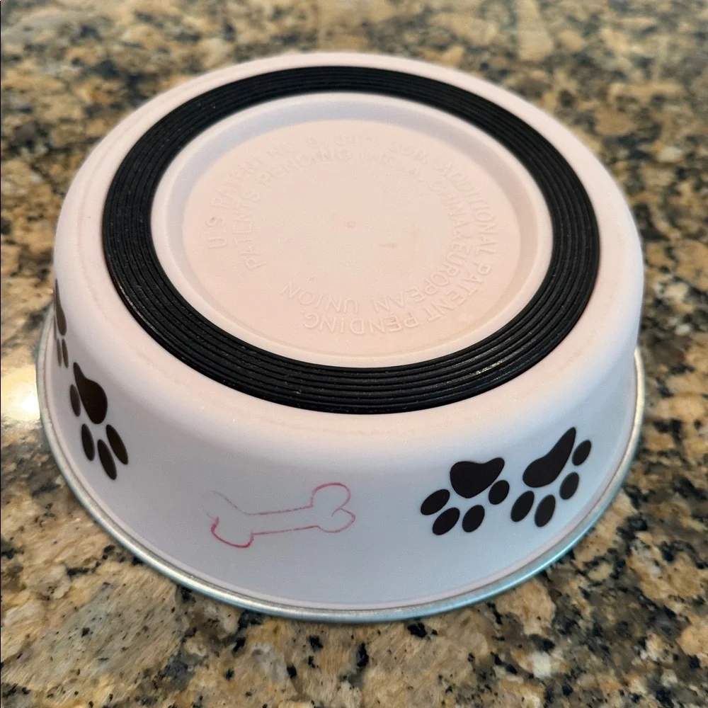 Stainless Steel Dog Bowl with Paw Print Design
